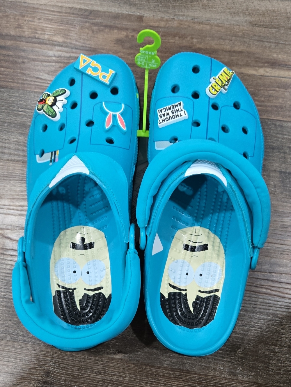 Men's Blue Foam Clogs with Cartoon Charms